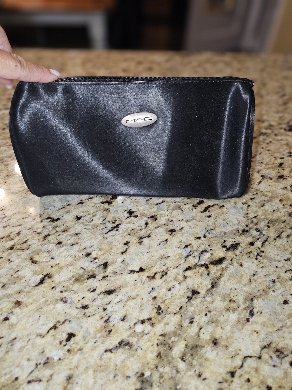 MAC Cosmetics Black Makeup Bag Zip Top Cosmetic Travel Pouch